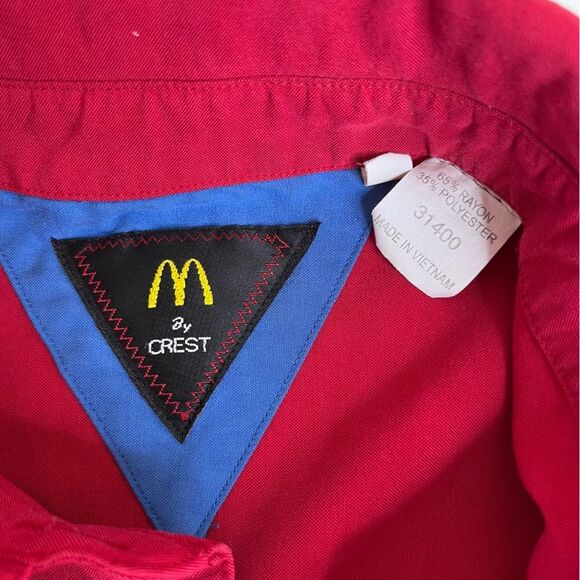 Vintage Crest McDonalds Uniform Shirt Womens Short Sleeve Red Button Down Medium - Picture 7 of 15